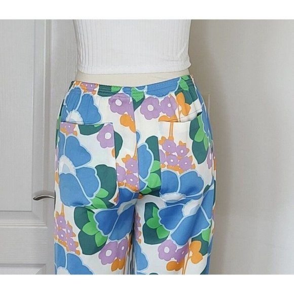 ZARA Floral Straight Leg Pants Groove Retro Bohemiam Hippie - Picture 9 of 11